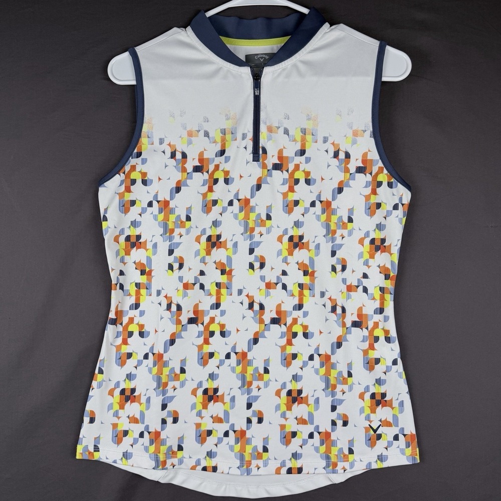 Callaway Opti-Dri Women's Sleeveless Polo Shirt S Geometric Pattern